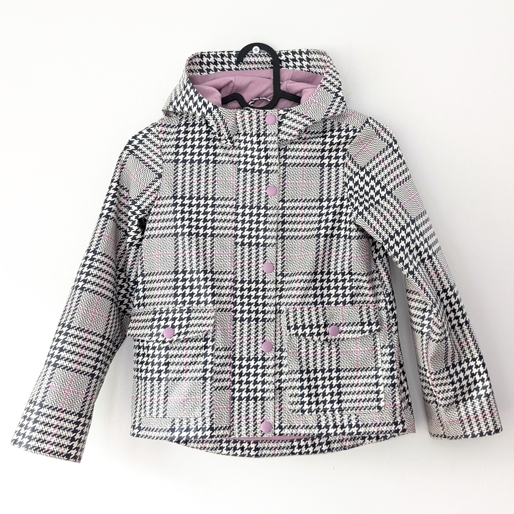 2/15$ Joe Fresh Kids Plaid Lined Raincoat - Pink and Black ~ Size 6 (Small)
